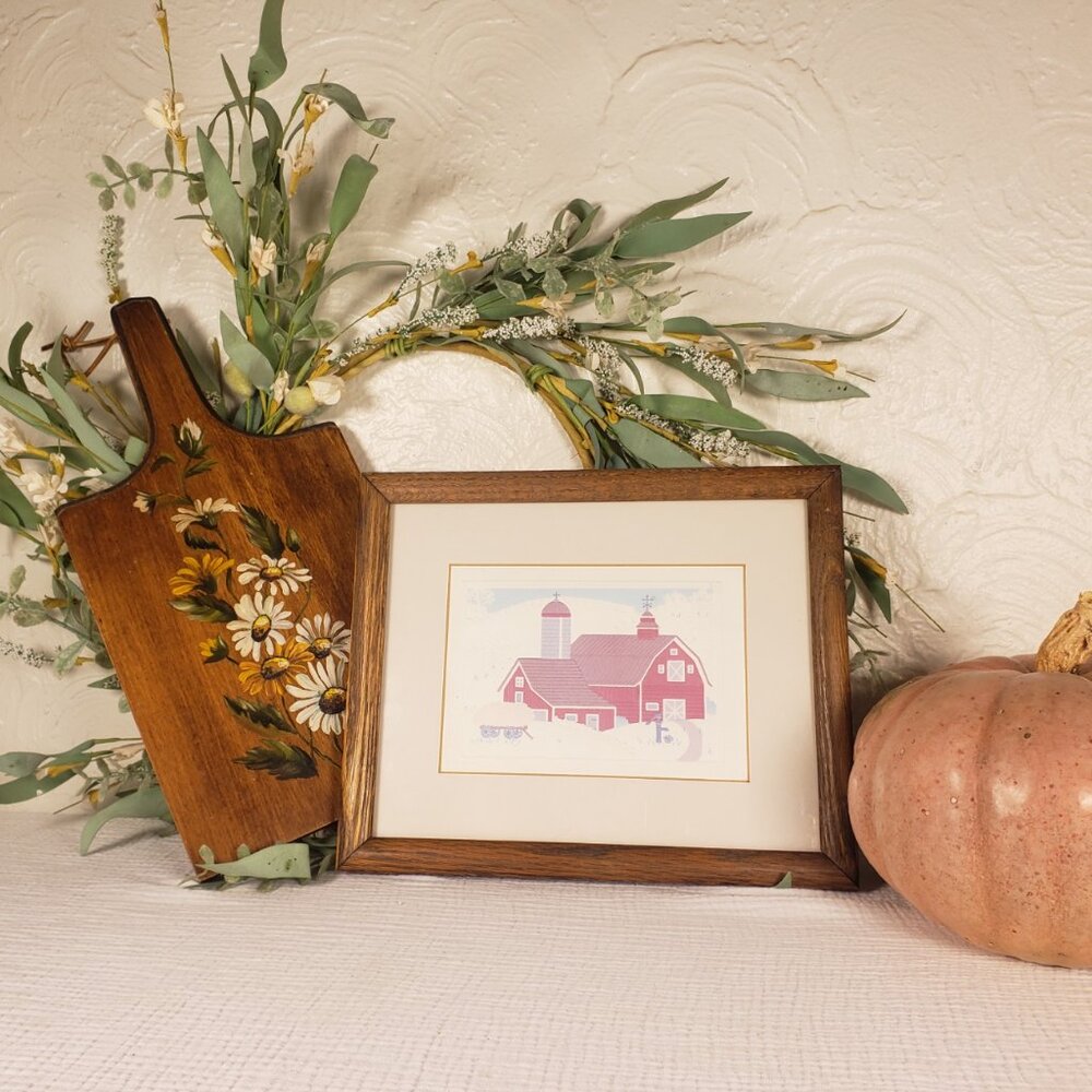 Farmhouse Barn Wall Art Framed Country Cottage Rustic Decor